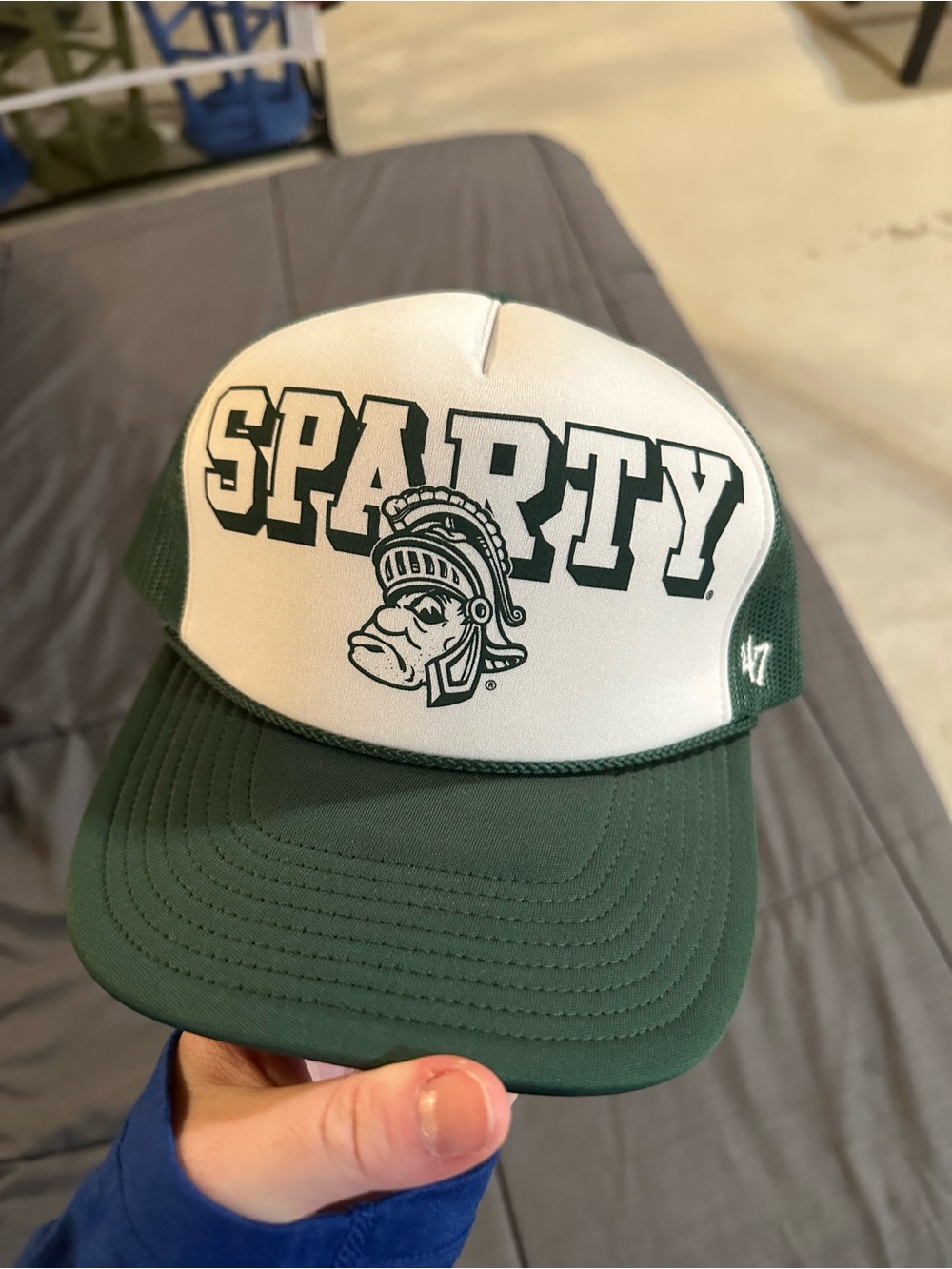 'Sparty' Green and White Mesh Trucker Hat